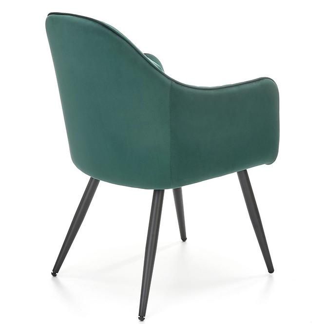 Szék K464 velvet/fém sötét  zöld  58x59x84