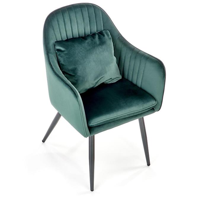 Szék K464 velvet/fém sötét  zöld  58x59x84