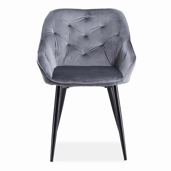 Szék K487 velvet/fém hamu 56x65x81