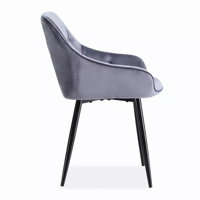 Szék K487 velvet/fém hamu 56x65x81