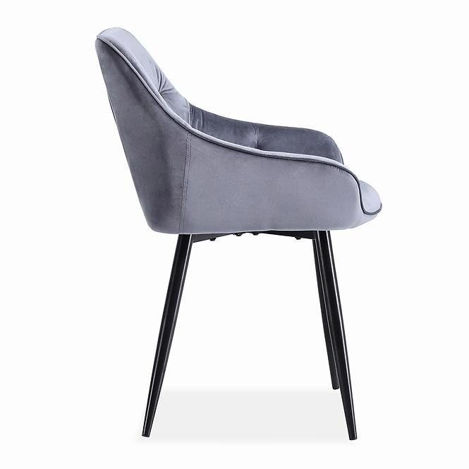 Szék K487 velvet/fém hamu 56x65x81