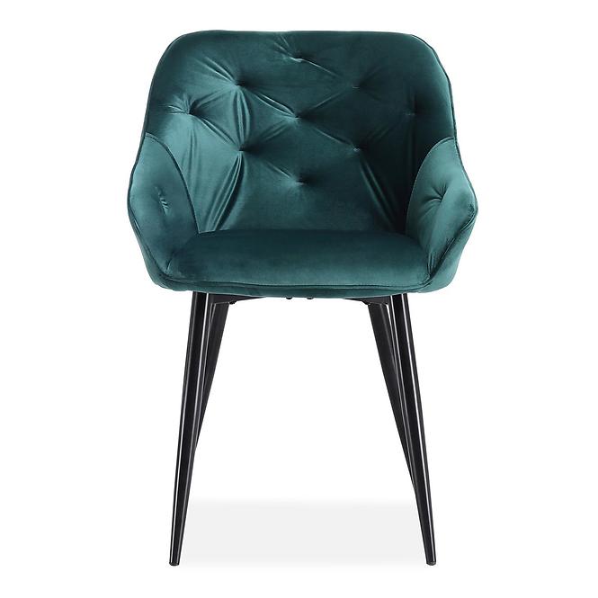 Szék K487 velvet/fém sötét  zöld 56x65x81