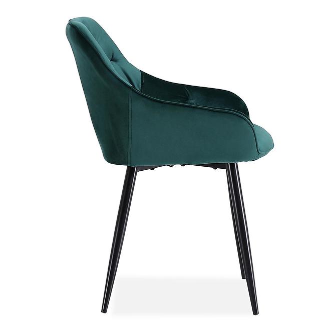 Szék K487 velvet/fém sötét  zöld 56x65x81