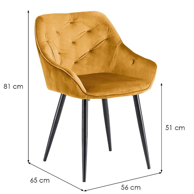 Szék K487 velvet/fém mustár56x65x81
