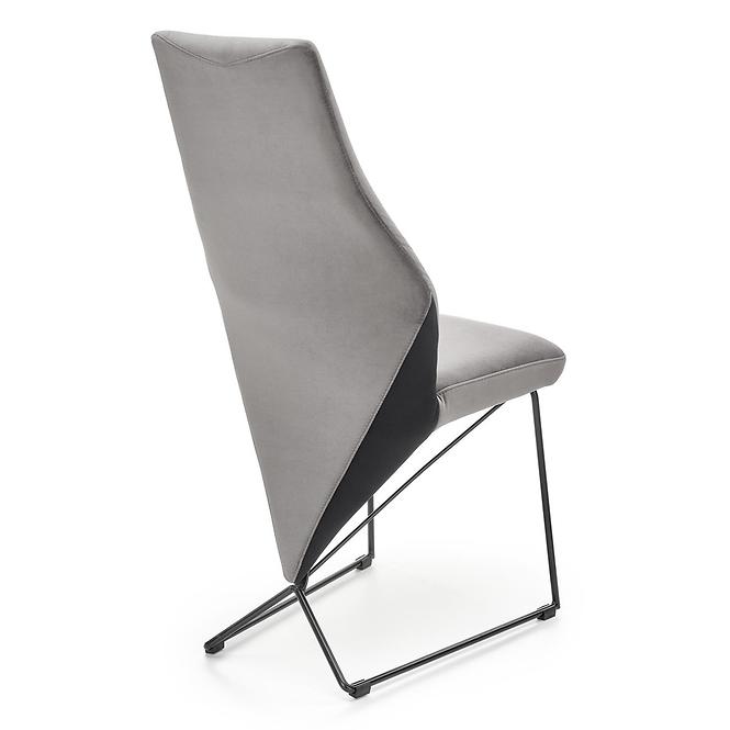 Szék K485 velvet/fém hamu 44x63x96