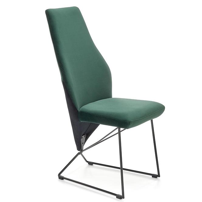 Szék K485 velvet/fém sötét  zöld  44x63x96