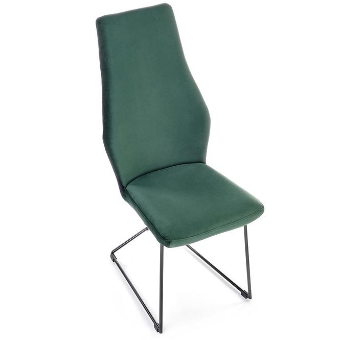 Szék K485 velvet/fém sötét  zöld  44x63x96