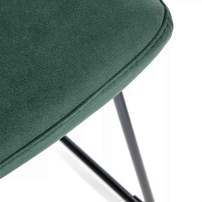 Szék K485 velvet/fém sötét  zöld  44x63x96
