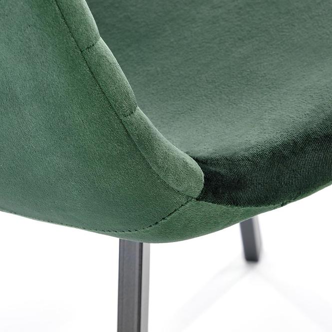 Szék K462 velvet/fém sötét  zöld 45x57x82
