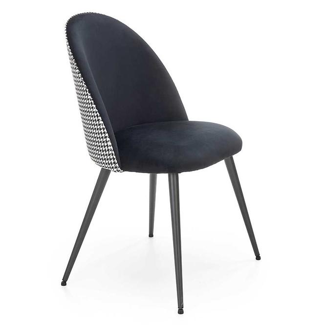 Szék K478 velvet/szövet/fém fekete/fehér 49x54x84