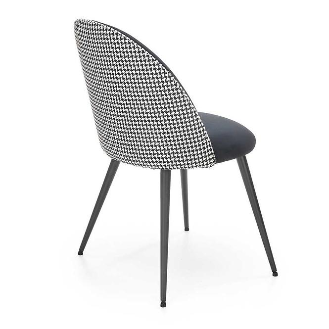 Szék K478 velvet/szövet/fém fekete/fehér 49x54x84