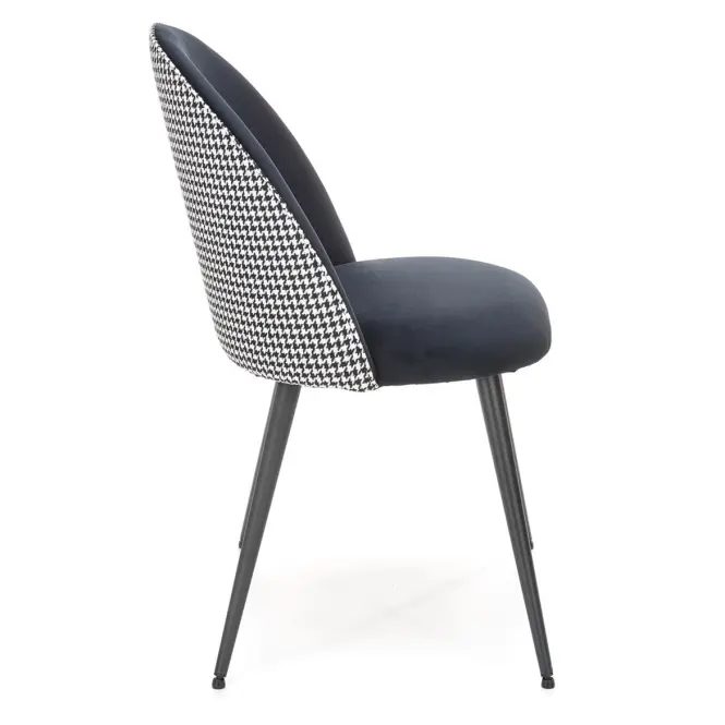 Szék K478 velvet/szövet/fém fekete/fehér 49x54x84,5