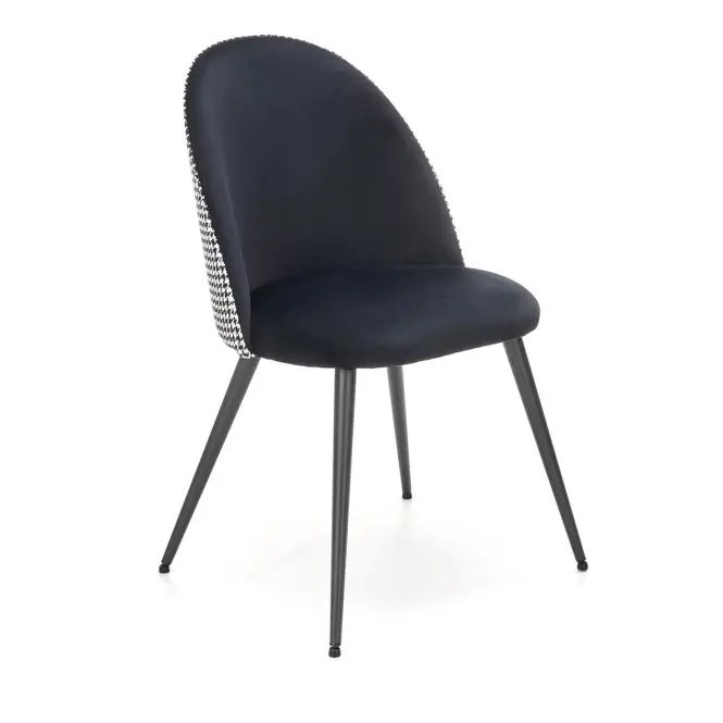 Szék K478 velvet/szövet/fém fekete/fehér 49x54x84,6