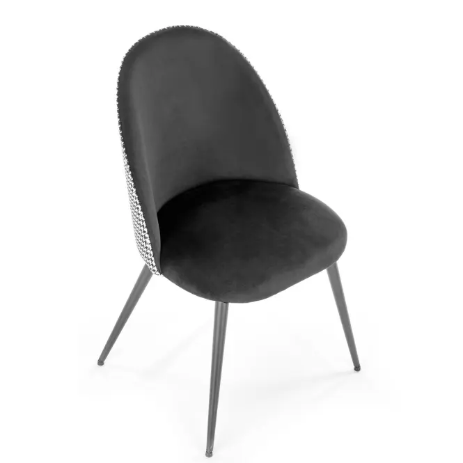 Szék K478 velvet/szövet/fém fekete/fehér 49x54x84,7