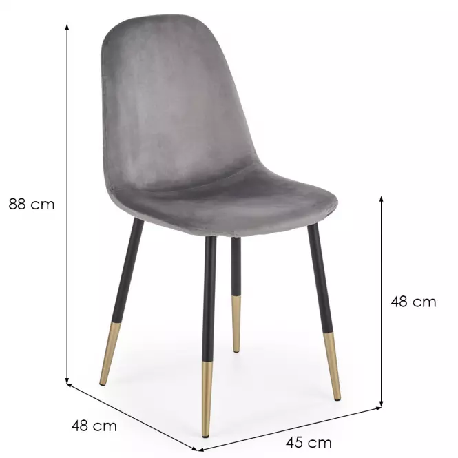 Szék K379 velvet/fém hamu 45x48x88