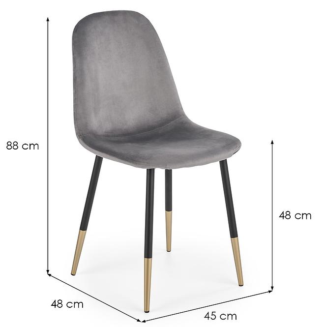 Szék K379 velvet/fém hamu 45x48x88,10
