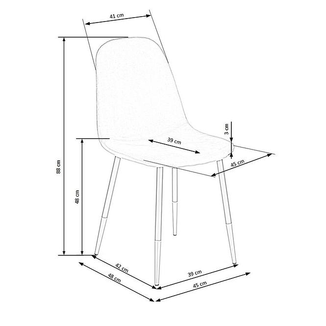 Szék K379 velvet/fém hamu 45x48x88