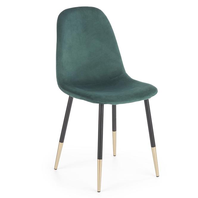Szék K379 velvet/fém sötét  zöld 45x48x88
