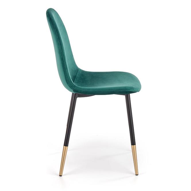 Szék K379 velvet/fém sötét  zöld 45x48x88