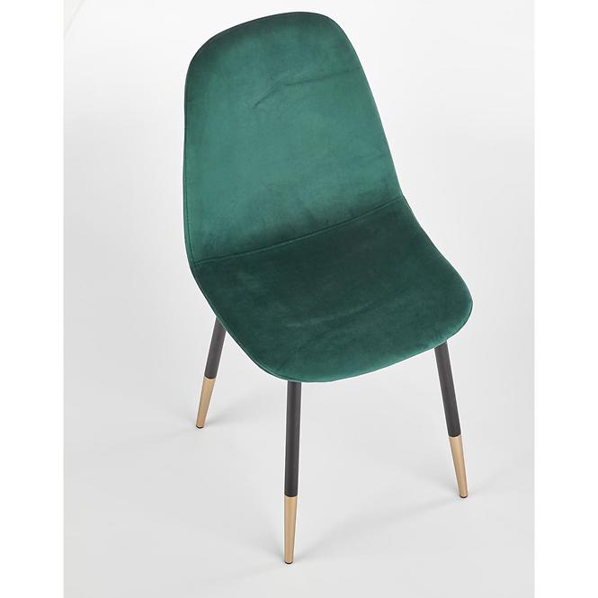 Szék K379 velvet/fém sötét  zöld 45x48x88