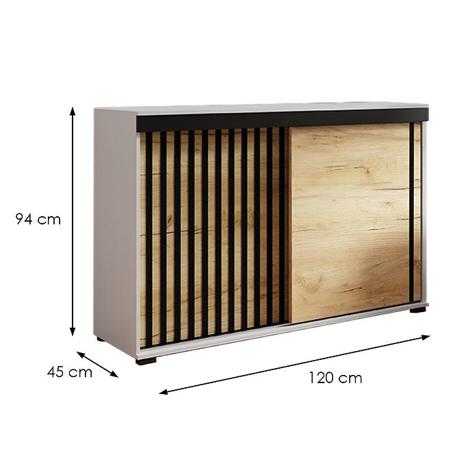 Komód Malani 120 fehér+craft+fekete