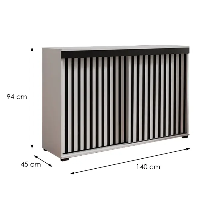 Komód Malani duplo 140 fehér+fekete,2