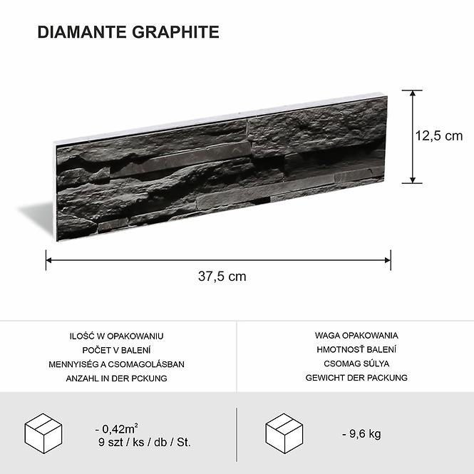Csempe dekoratív Diamante Graphite csomag=0,42m2