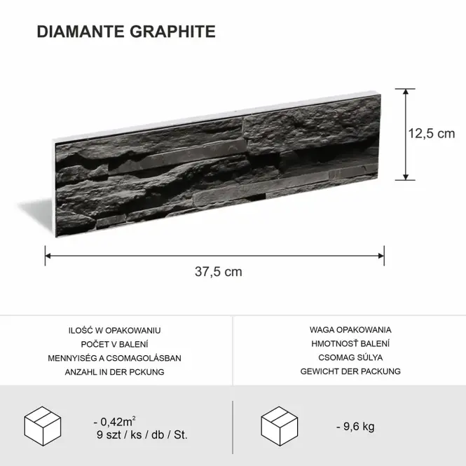 Csempe dekoratív Elbrus 2 Graphite csomag=0,42m2,6