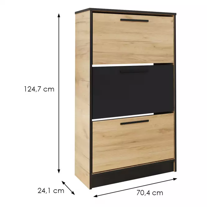 Cipősszekrény SZNB01 tölgy craft arany+fekete