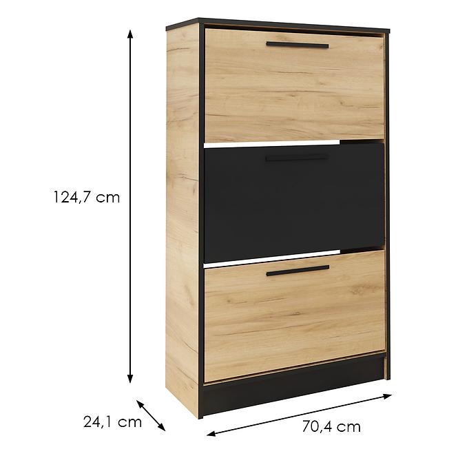 Cipősszekrény SZNB01 tölgy craft arany+fekete