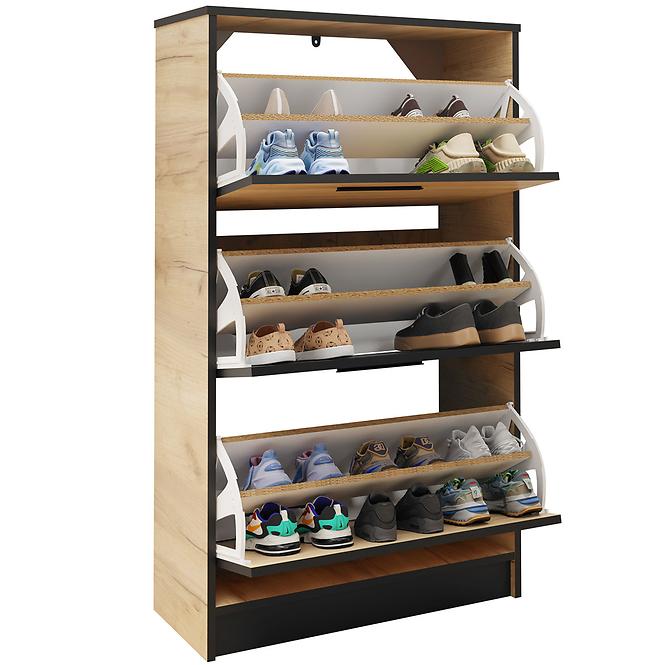 Cipősszekrény SZNB01 tölgy craft arany+fekete,4