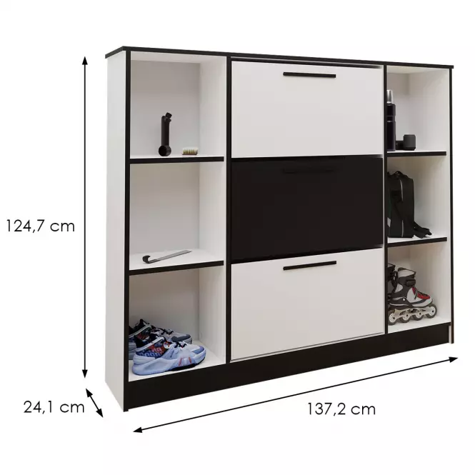 Cipősszekrény SZNB02 fehér+fekete,3