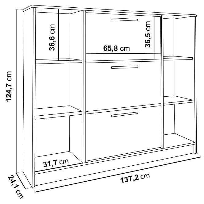 Cipősszekrény SZNB02 tölgy craft arany+fekete