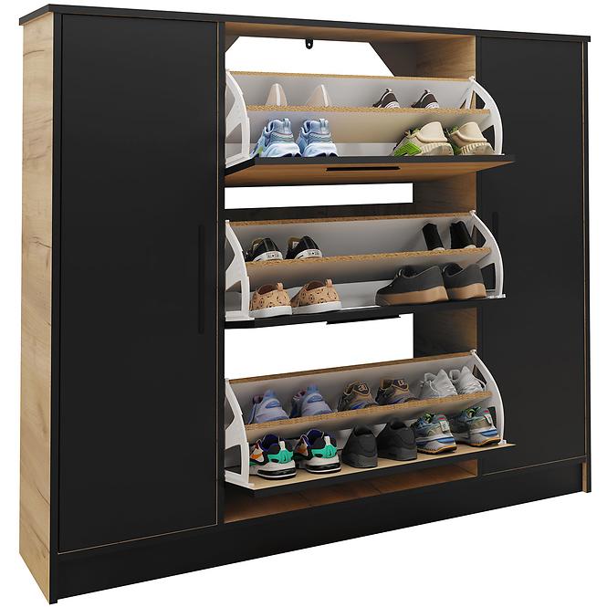 Cipősszekrény SZNB02D tölgy craft arany+fekete,3