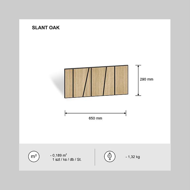 Fa falpanel Slant tölgy 65x29 cm MDF