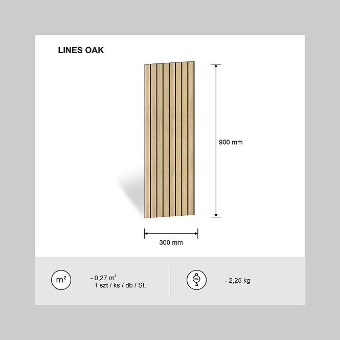 Fa falpanel Lines tölgy 90x30 cm MDF