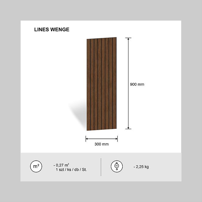 Fa falpanel Lines Wenge 90x30 cm MDF