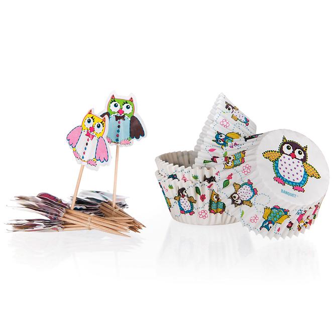 Muffin formák Owls 11,5cm 24 + 24 db.