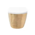 Függő WC csésze Carlo Mini Rimless Gold Brush/White