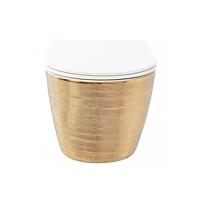 Függő WC csésze Carlo Mini Rimless Gold Brush/White