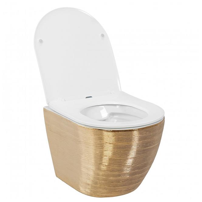 Függő WC csésze Carlo Mini Rimless Gold Brush/White