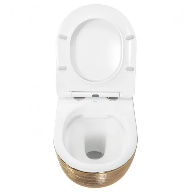 Függő WC csésze Carlo Mini Rimless Gold Brush/White