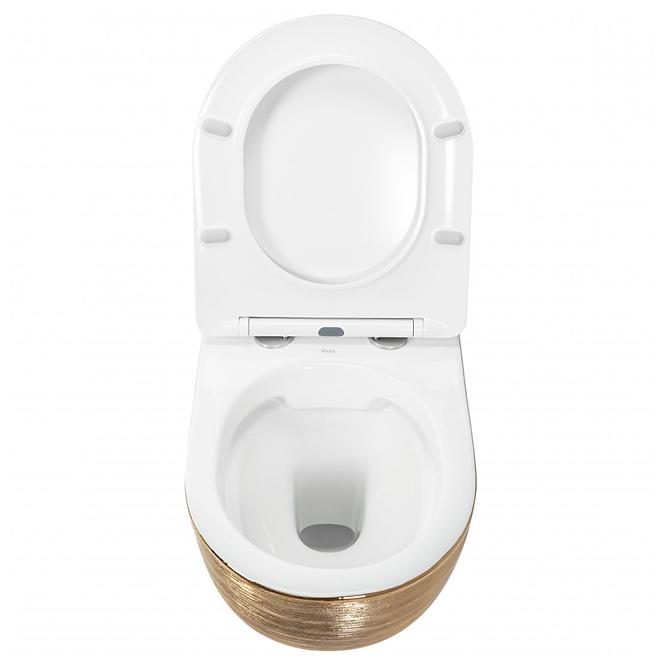 Függő WC csésze Carlo Mini Rimless Gold Brush/White