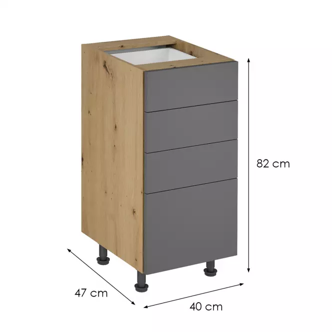 Konyhaszekrény Langen d40s4 push grey