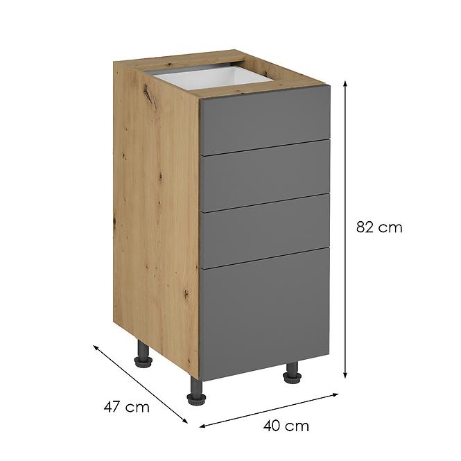 Konyhaszekrény Langen d40s4 push grey