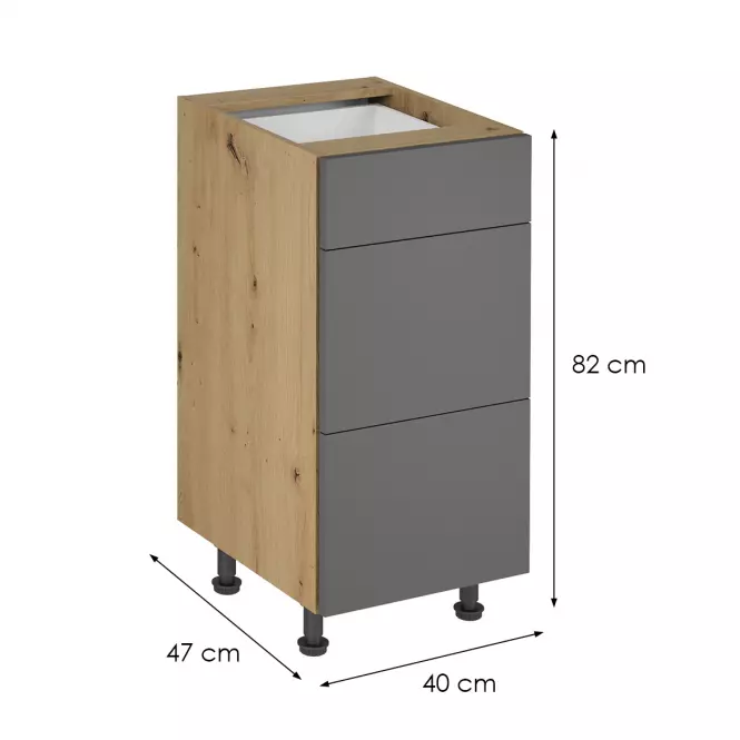 Konyhaszekrény Langen d40s3 push grey