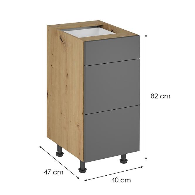 Konyhaszekrény Langen d40s3 push grey