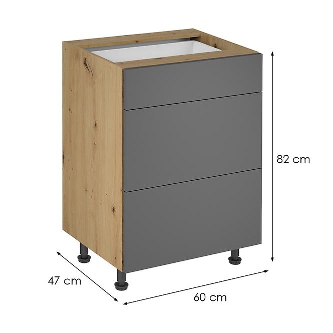 Konyhaszekrény Langen d60s3 push grey