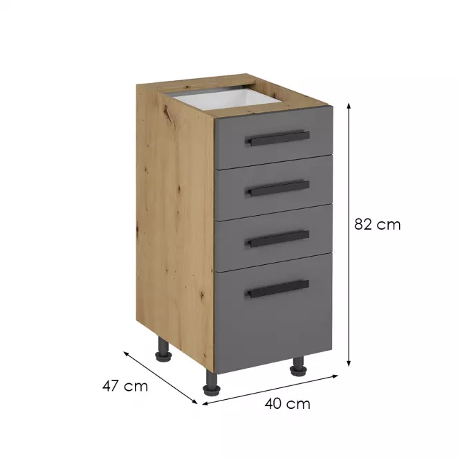 Konyhaszekrény Langen d40s4 fogantyú grey