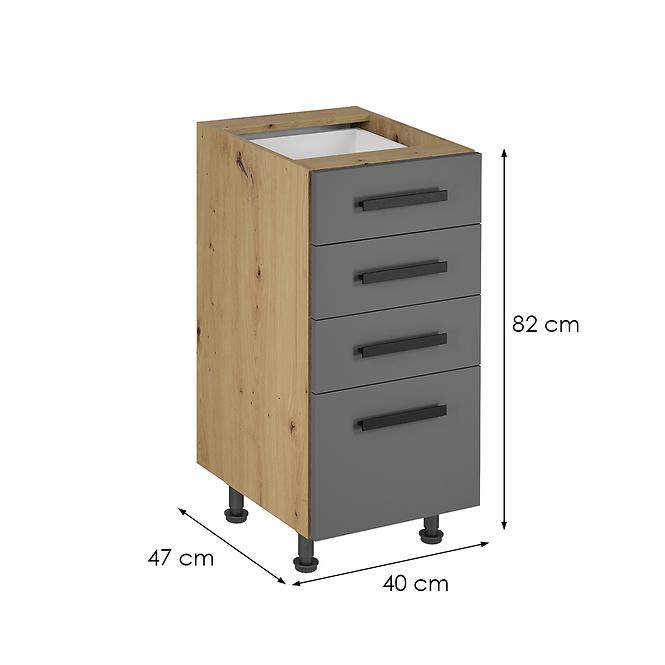 Konyhaszekrény Langen d40s4 fogantyú grey